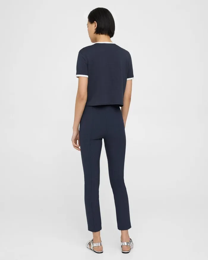 Women Theory Pants Pintucked Slim Pant In Stretch Cotton Nocturne Navy