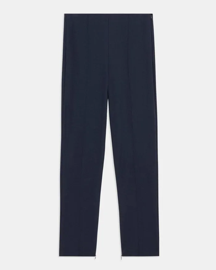 Women Theory Pants Pintucked Slim Pant In Stretch Cotton Nocturne Navy