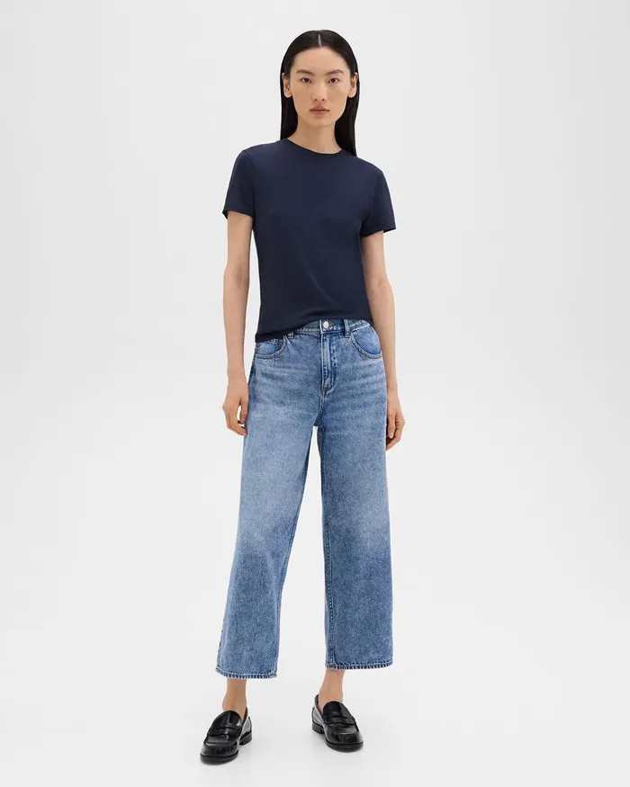 Women Theory Pants Relaxed Straight Jean In Denim Light Indigo