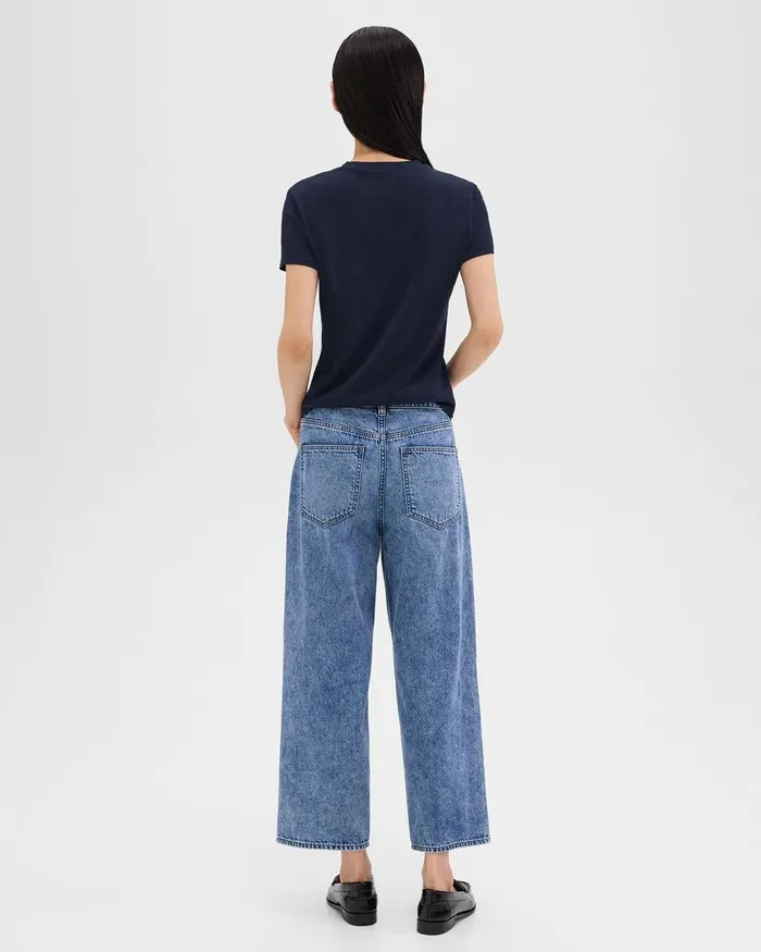 Women Theory Pants Relaxed Straight Jean In Denim Light Indigo