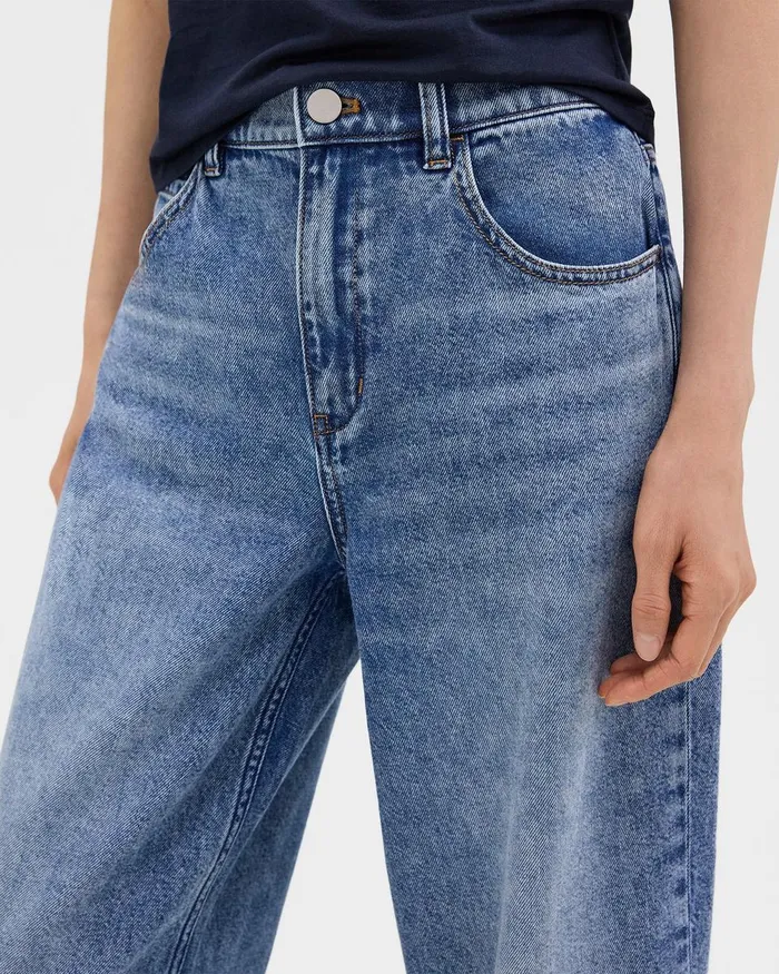 Women Theory Pants Relaxed Straight Jean In Denim Light Indigo