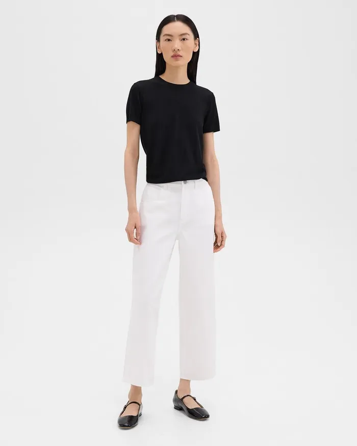 Women Theory Pants Relaxed Straight Jean In Denim Optic White