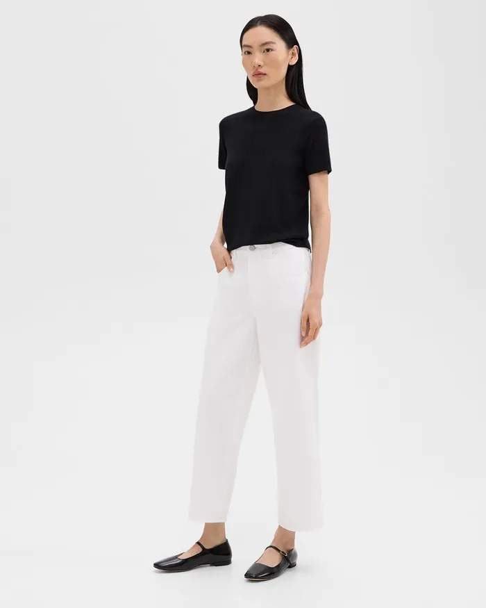 Women Theory Pants Relaxed Straight Jean In Denim Optic White