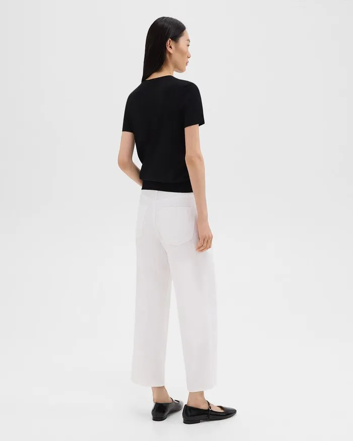 Women Theory Pants Relaxed Straight Jean In Denim Optic White