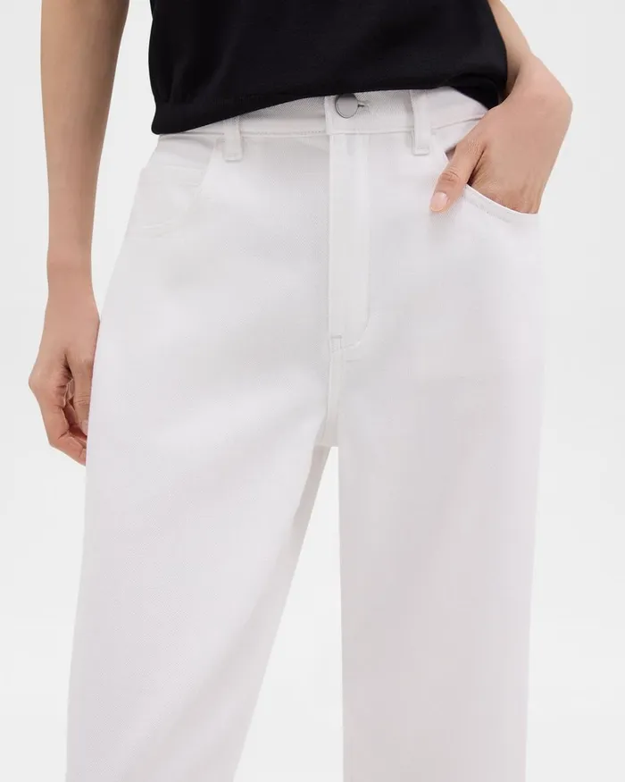 Women Theory Pants Relaxed Straight Jean In Denim Optic White