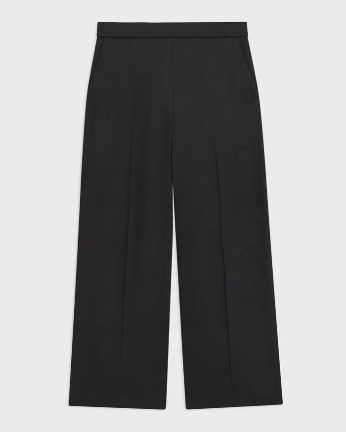 Women Theory Pants Straight PullOn Pant In LinenViscose Black