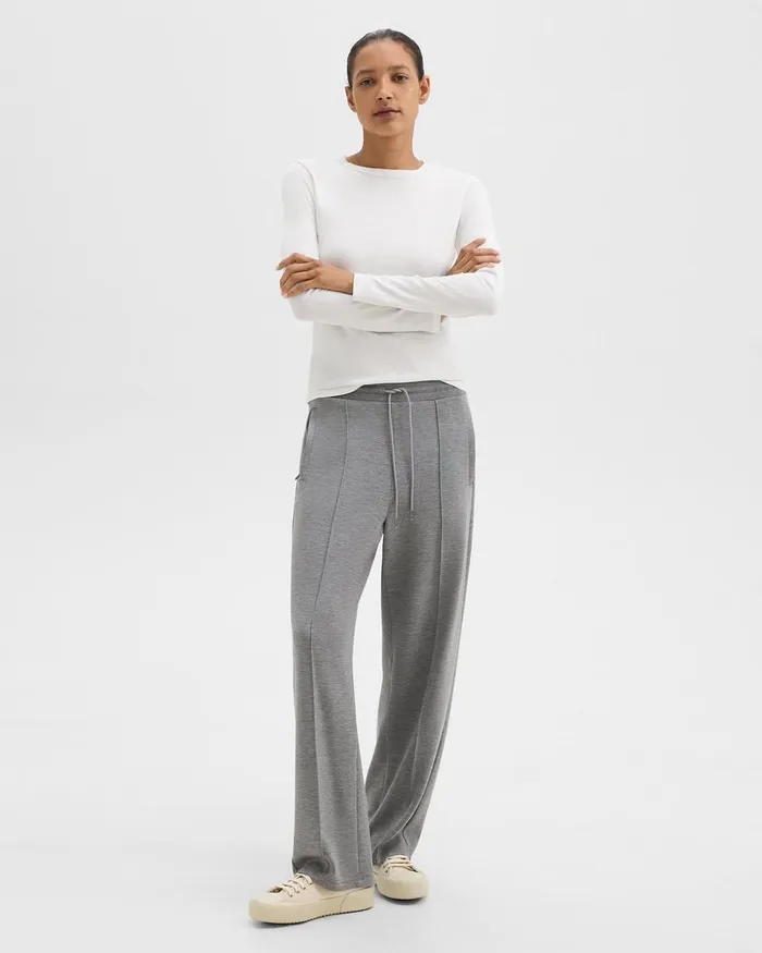 Women Theory Pants Track Pant In DoubleKnit Jersey Grey Meloat Mel
