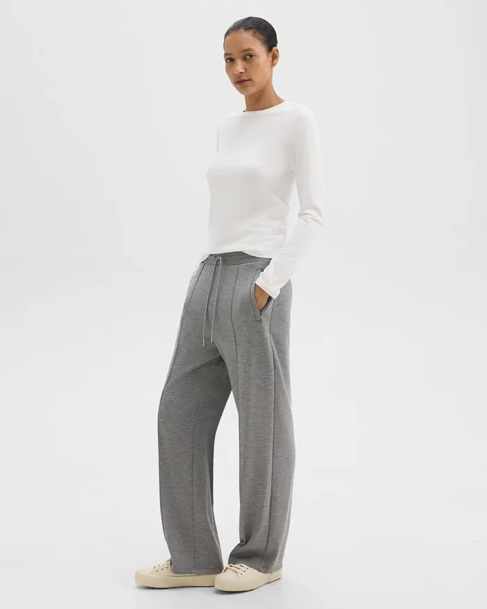 Women Theory Pants Track Pant In DoubleKnit Jersey Grey Meloat Mel