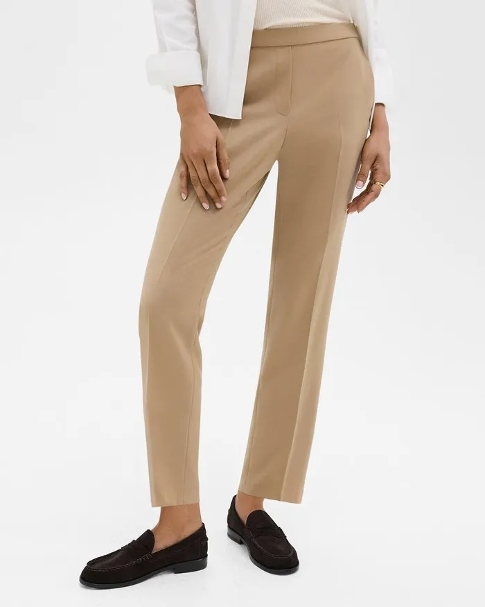 Women Theory Pants Treeca PullOn Pant In Sleek Flannel New Camel