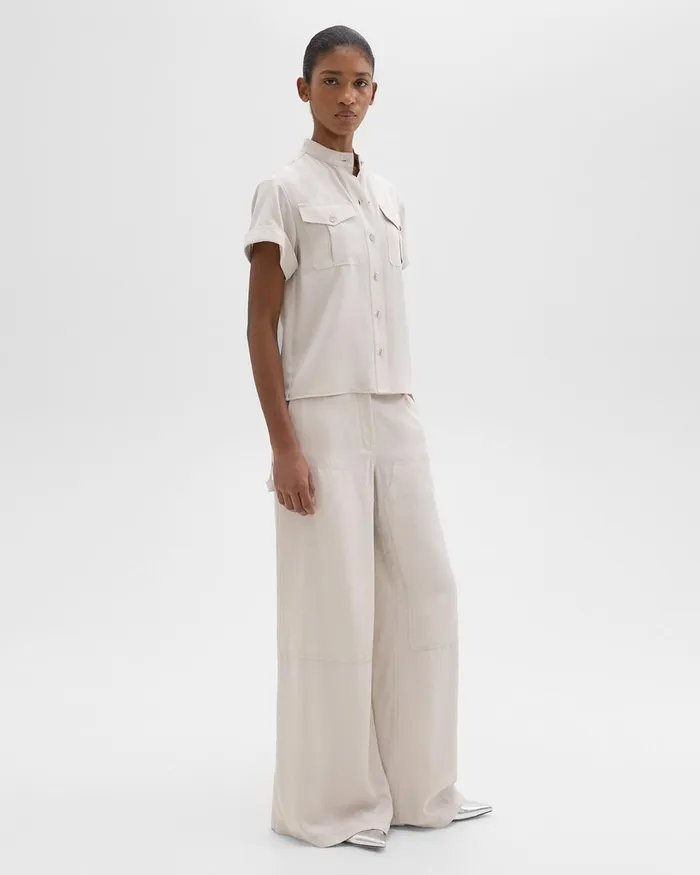 Women Theory Pants WideLeg Carpenter Pant In Fluid Twill New Sand