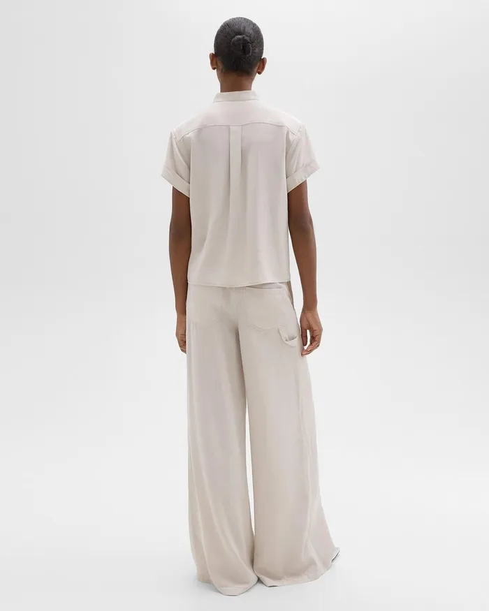 Women Theory Pants WideLeg Carpenter Pant In Fluid Twill New Sand