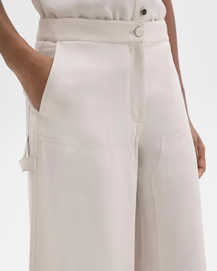 Women Theory Pants WideLeg Carpenter Pant In Fluid Twill New Sand