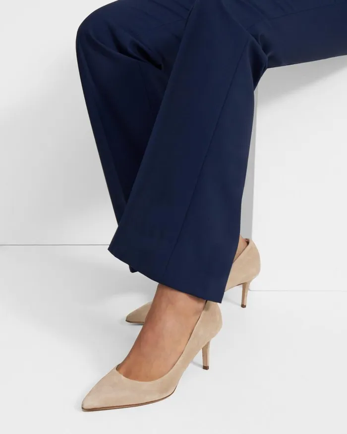 Women Theory Shoes City 55 Pump In Suede Beige Clay