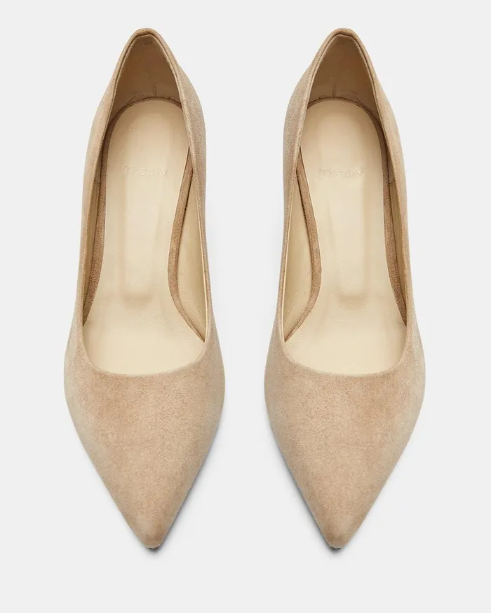 Women Theory Shoes City 55 Pump In Suede Beige Clay