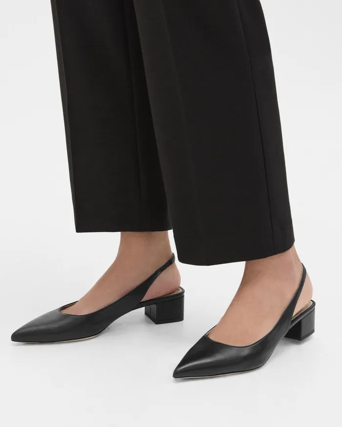 Women Theory Shoes Slingback Pump In Leather Black