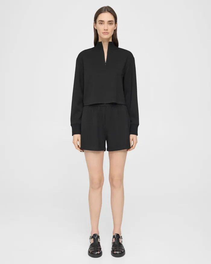 Women Theory Shorts Mini PullOn Short In DoubleKnit Jersey Black