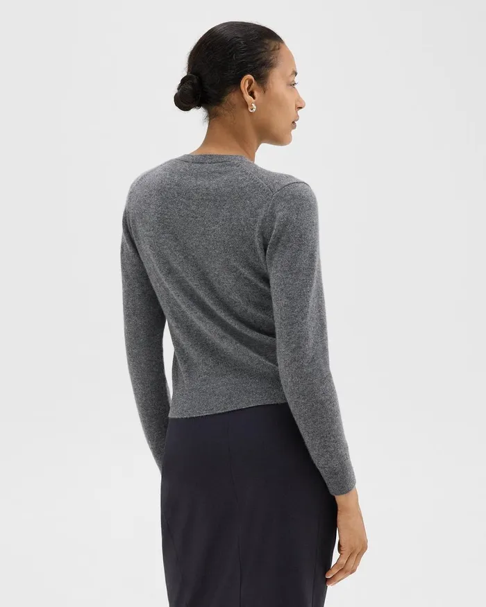 Women Theory Sweaters Cardigans Crewneck Cardigan In Cashmere Husky