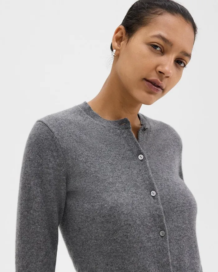 Women Theory Sweaters Cardigans Crewneck Cardigan In Cashmere Husky