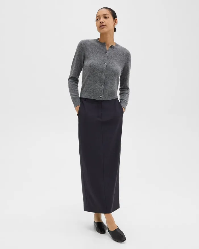 Women Theory Sweaters Cardigans Crewneck Cardigan In Cashmere Husky