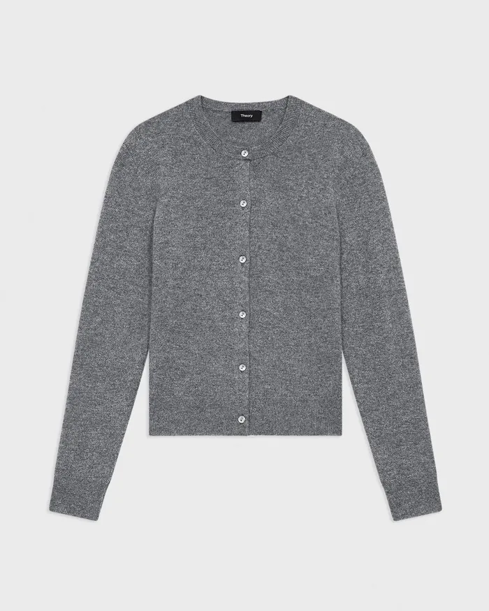 Women Theory Sweaters Cardigans Crewneck Cardigan In Cashmere Husky