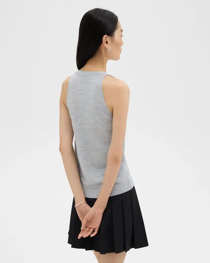 Women Theory Sweaters Cardigans Slim Sweater Vest In Regal Wool Frosted Grey Heather