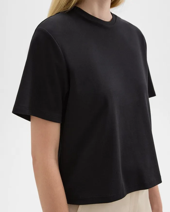 Women Theory TShirts Tank Tops Boxy Tee In Cotton Jersey Black