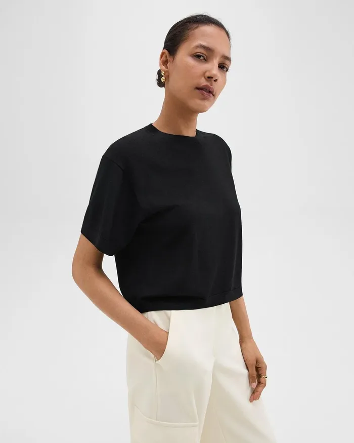 Women Theory TShirts Tank Tops Boxy Tee In Regal Wool Black