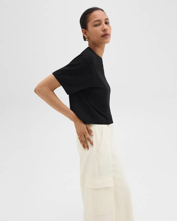 Women Theory TShirts Tank Tops Boxy Tee In Regal Wool Black