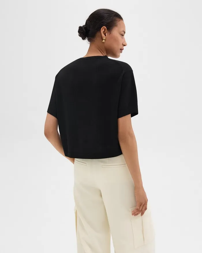 Women Theory TShirts Tank Tops Boxy Tee In Regal Wool Black