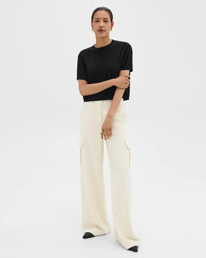 Women Theory TShirts Tank Tops Boxy Tee In Regal Wool Black
