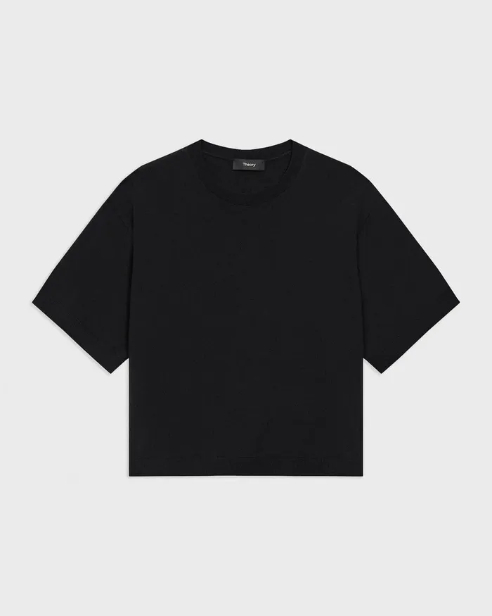 Women Theory TShirts Tank Tops Boxy Tee In Regal Wool Black