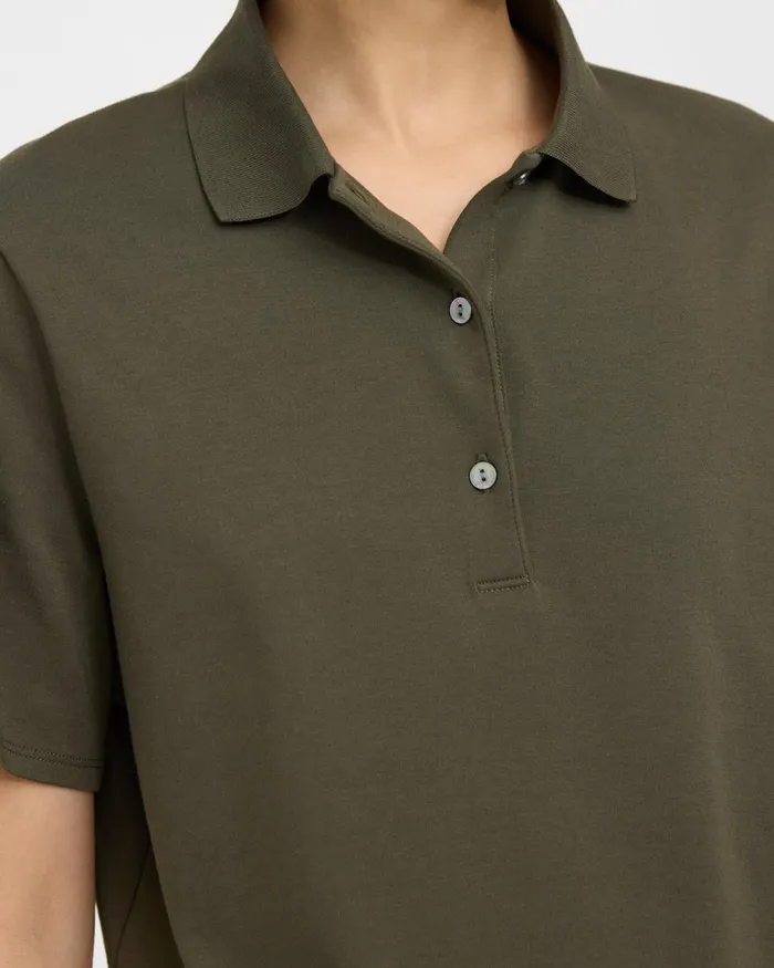 Women Theory TShirts Tank Tops Cropped Polo In Cotton Jersey Dark Olive