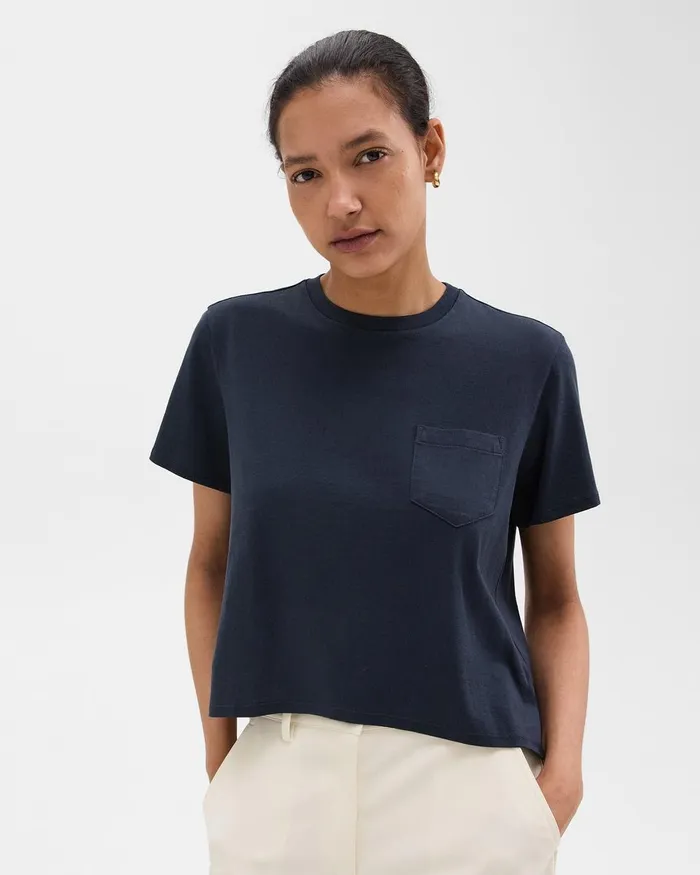Women Theory TShirts Tank Tops Relaxed Tee In Organic Cotton Nocturne Navy