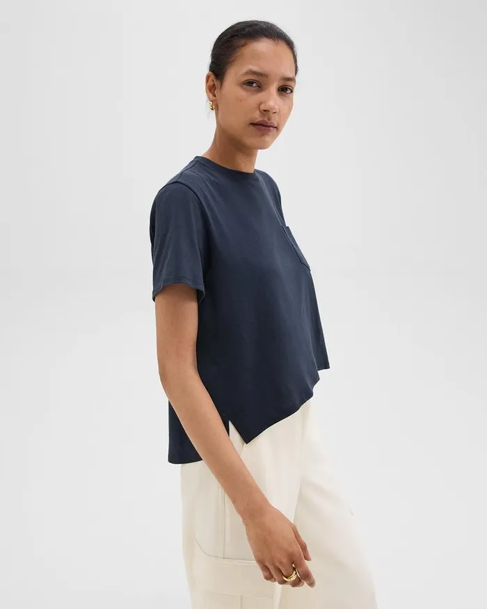 Women Theory TShirts Tank Tops Relaxed Tee In Organic Cotton Nocturne Navy