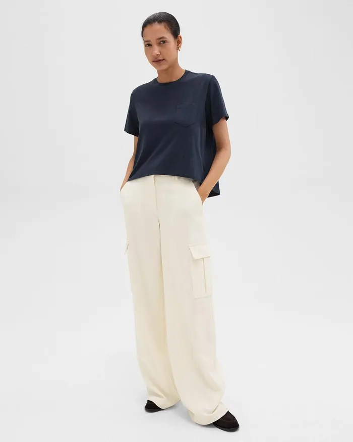 Women Theory TShirts Tank Tops Relaxed Tee In Organic Cotton Nocturne Navy