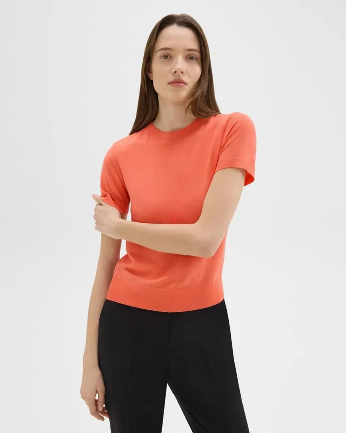 Women Theory TShirts Tank Tops Sweater Tee In Regal Wool Bright Coral