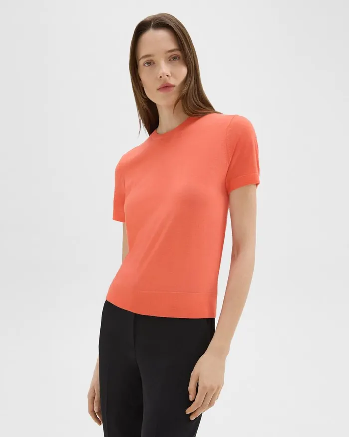 Women Theory TShirts Tank Tops Sweater Tee In Regal Wool Bright Coral