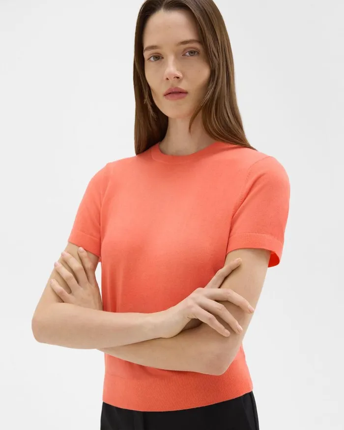 Women Theory TShirts Tank Tops Sweater Tee In Regal Wool Bright Coral