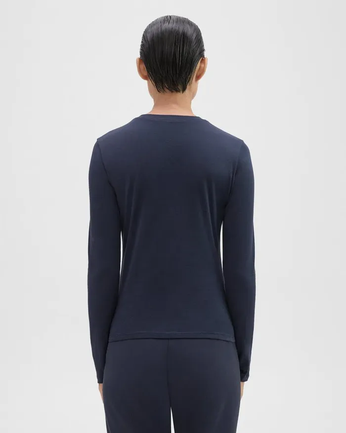 Women Theory TShirts Tank Tops Tiny LongSleeve Tee In Organic Cotton Nocturne Navy