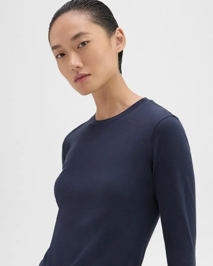 Women Theory TShirts Tank Tops Tiny LongSleeve Tee In Organic Cotton Nocturne Navy