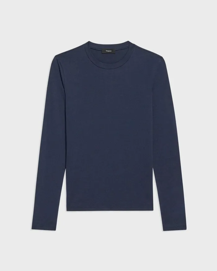 Women Theory TShirts Tank Tops Tiny LongSleeve Tee In Organic Cotton Nocturne Navy