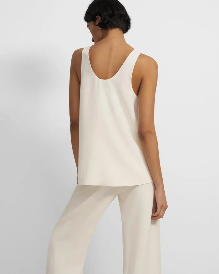 Women Theory Tops ScoopNeck Tank In Eco Rosina Crepe Cream Yellow