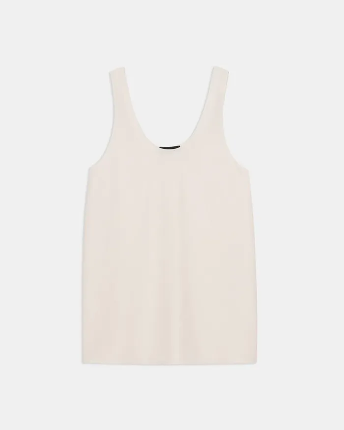 Women Theory Tops ScoopNeck Tank In Eco Rosina Crepe Cream Yellow