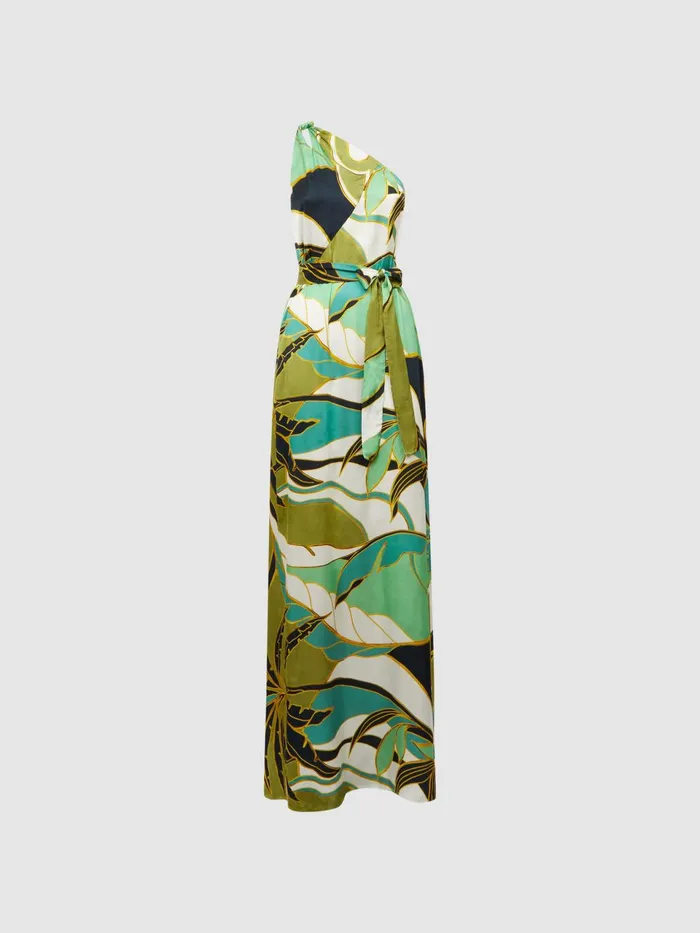 Women Tina Jungle Print Maxi Dress Green Reiss Dresses