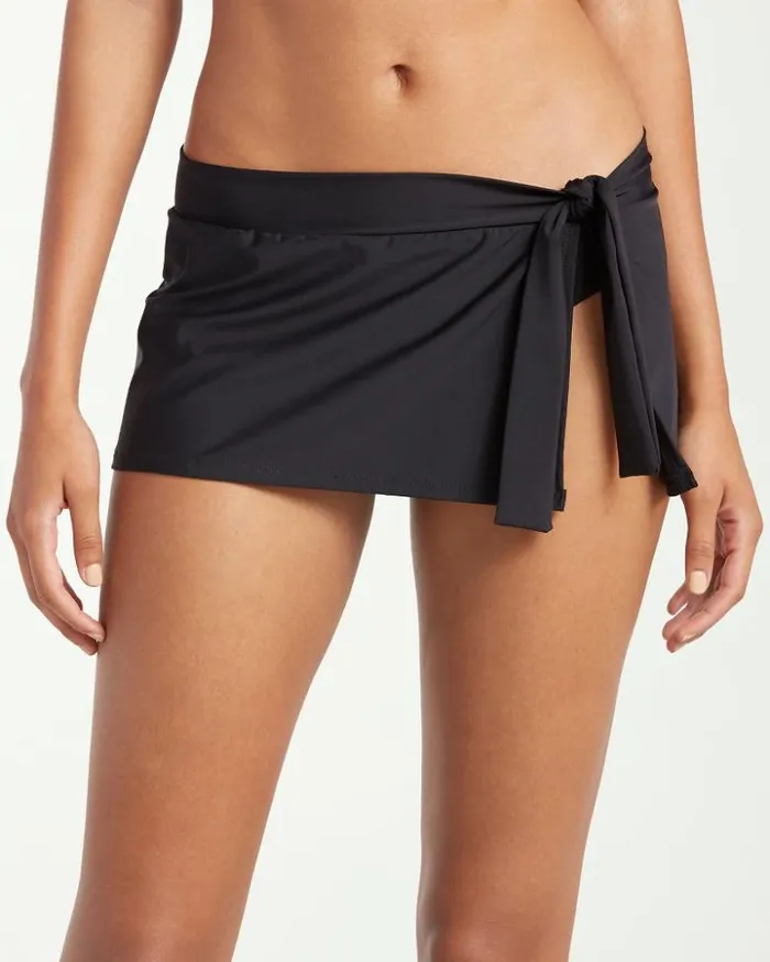 Women Tommy Bahama Bikini Bottoms Pearl Skirted SideTie Skirted Bikini Bottoms Black
