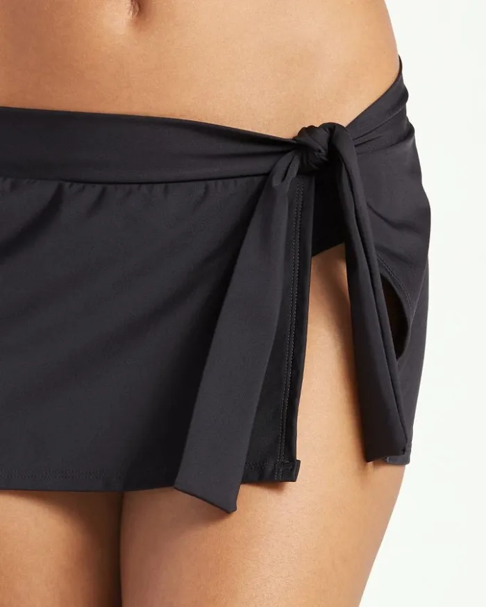 Women Tommy Bahama Bikini Bottoms Pearl Skirted SideTie Skirted Bikini Bottoms Black