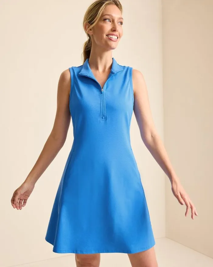Women Tommy Bahama Dresses Aubrey IslandZone Mock Dress Palace Blue