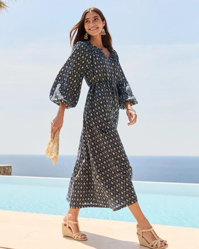 Women Tommy Bahama Dresses Diamond Cay LongSleeve Maxi Dress Coastline