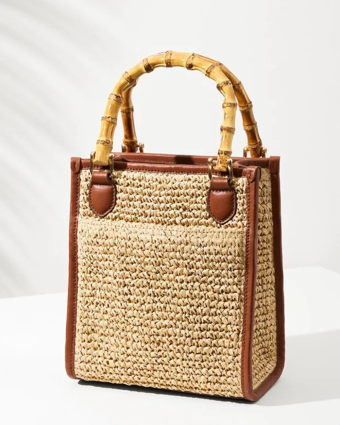 Women Tommy Bahama Handbags and Clutches Raffia and Leather Bamboo Mini Tote Tan Women Tommy Bahama Handbags and Clutches Raffia and Leather Bamboo Mini Tote Tan