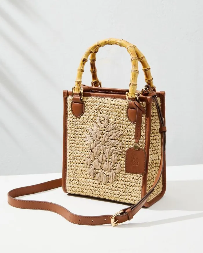 Women Tommy Bahama Handbags and Clutches Raffia and Leather Bamboo Mini Tote Tan Women Tommy Bahama Handbags and Clutches Raffia and Leather Bamboo Mini Tote Tan
